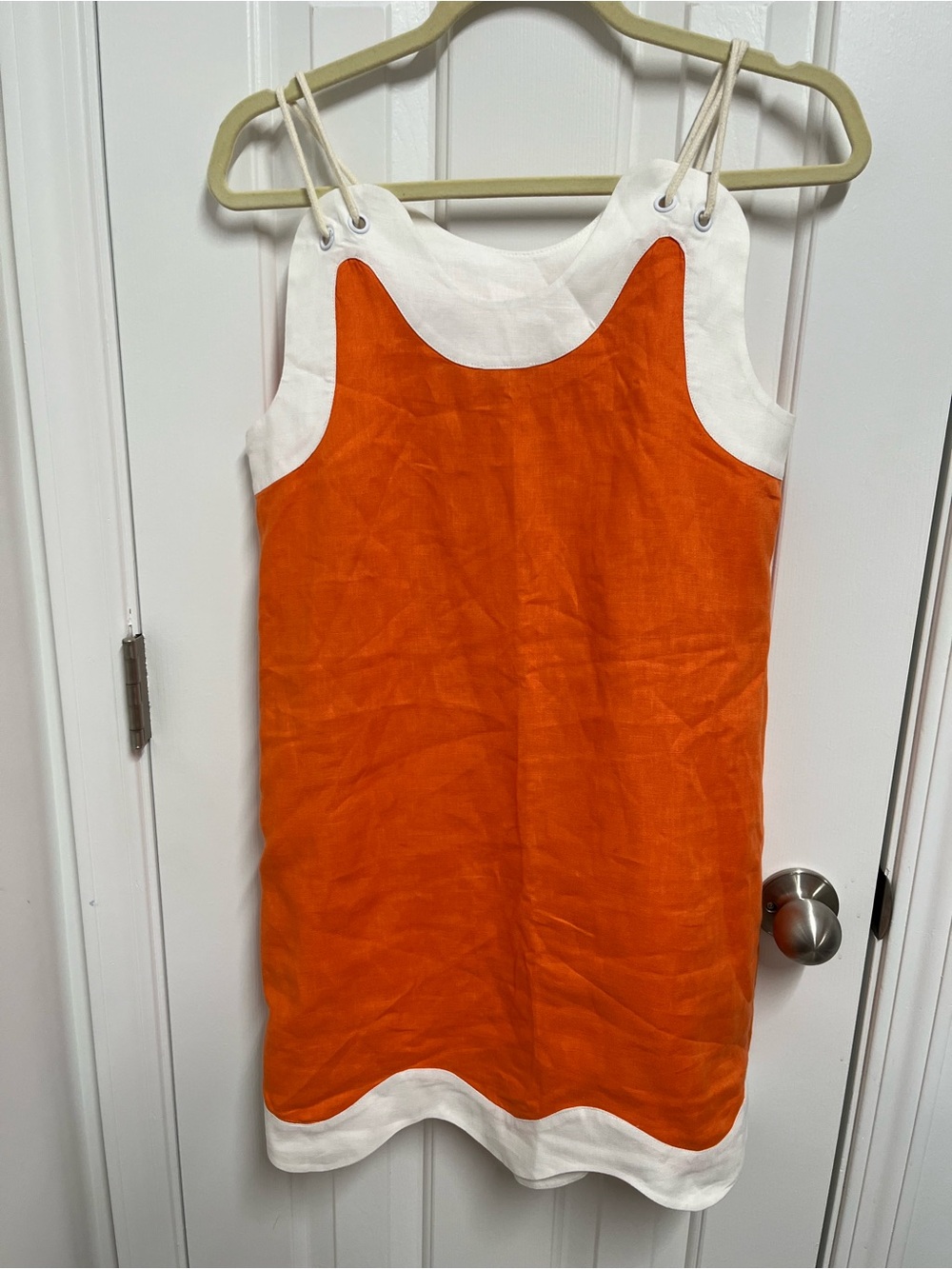 Staud Women’s Orange and White Sleeveless Shift Dress